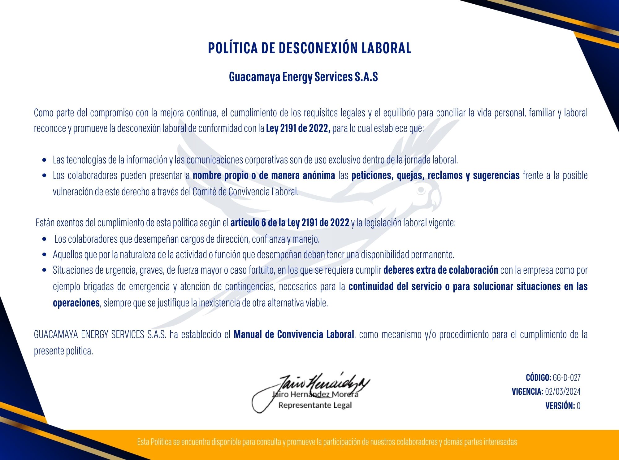 Política de Desconexión Laboral